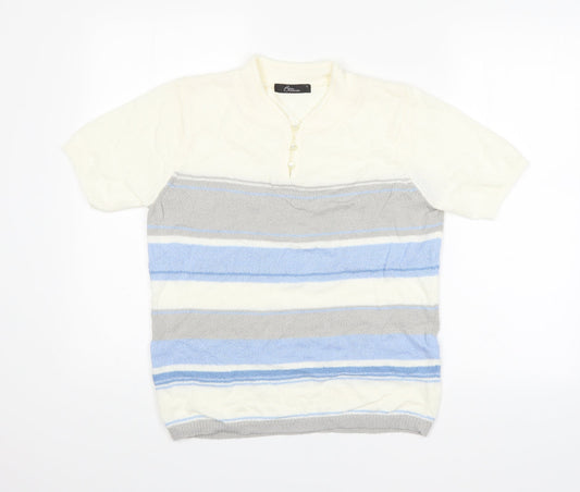 BM Mens Multicoloured Striped  Pullover Jumper Size S