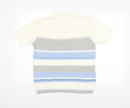 BM Mens Multicoloured Striped  Pullover Jumper Size S