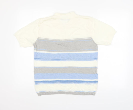 BM Mens Multicoloured Striped  Pullover Jumper Size S