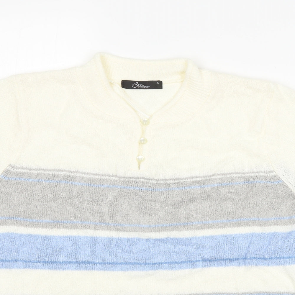 BM Mens Multicoloured Striped  Pullover Jumper Size S