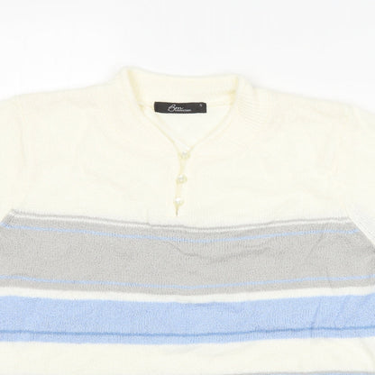 BM Mens Multicoloured Striped  Pullover Jumper Size S