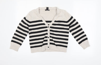 H&M Womens Black Striped  Pullover Jumper Size XS