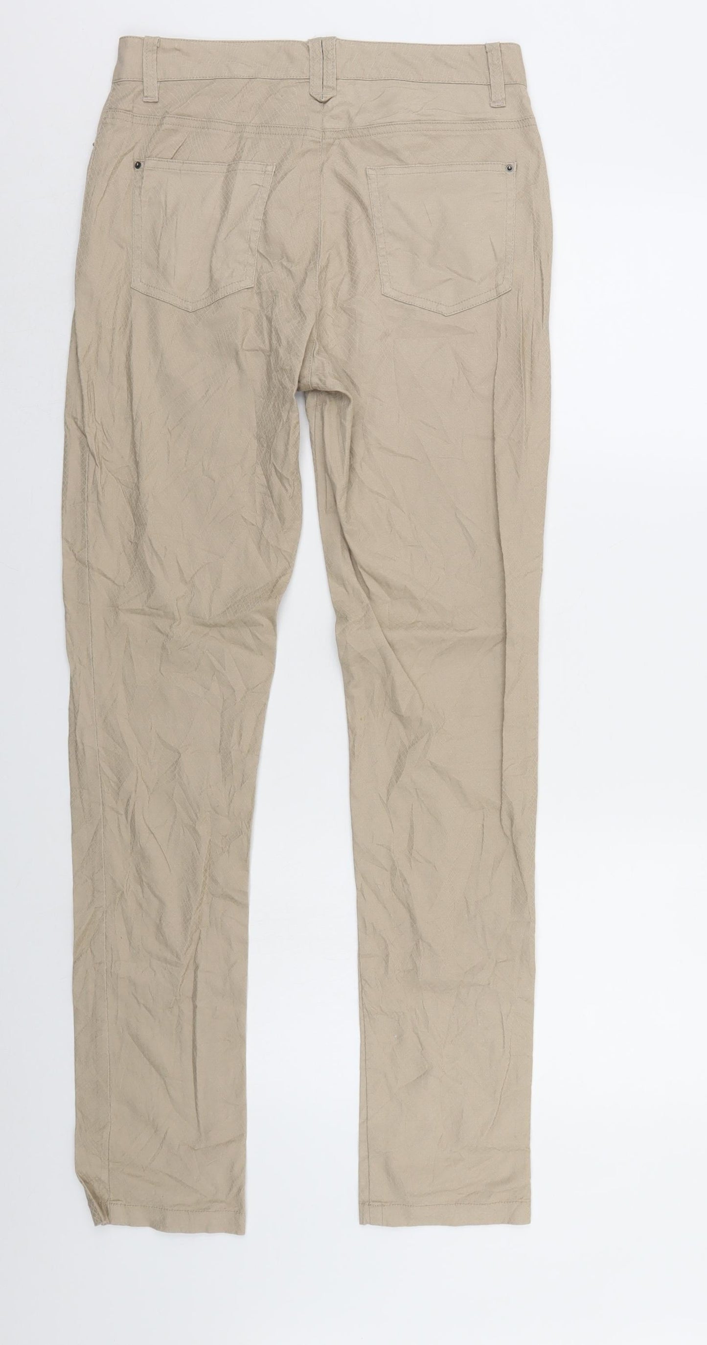 Micha Womens Beige Animal Print Denim Straight Jeans Size 8 L31 in