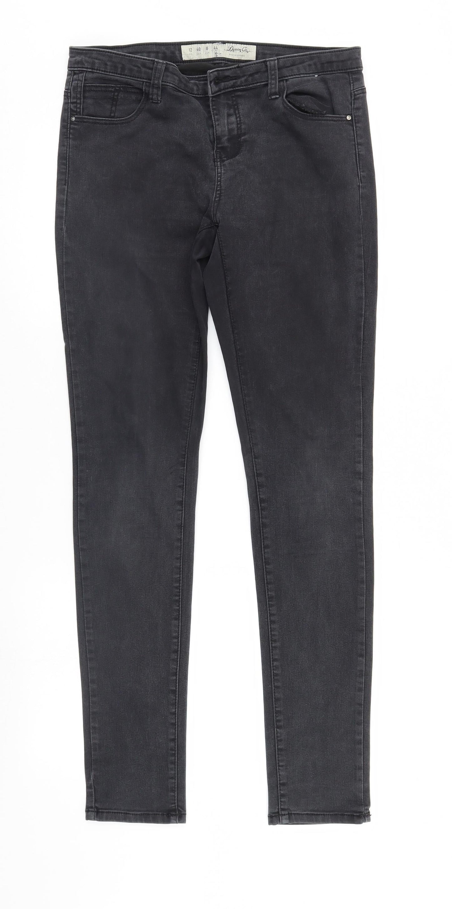 Denim & Co. Womens Black  Denim Straight Jeans Size 12 L31 in