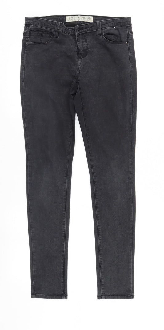 Denim & Co. Womens Black  Denim Straight Jeans Size 12 L31 in