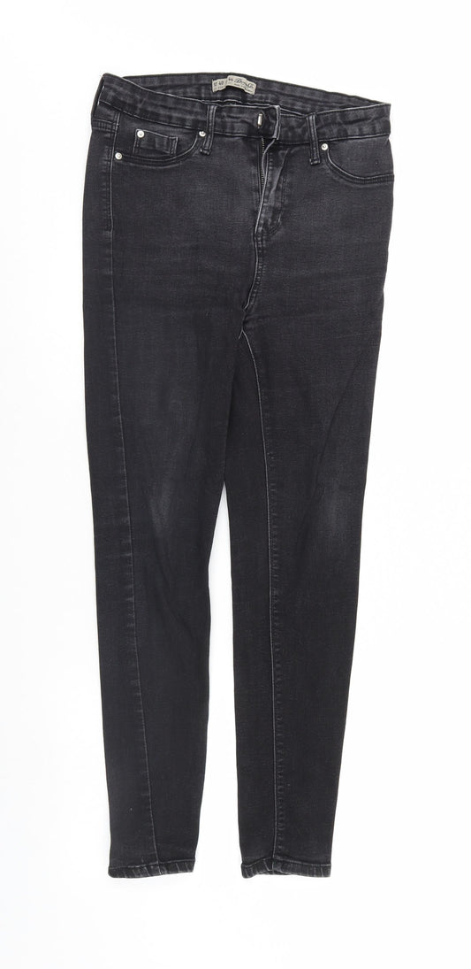 Denim & Co. Womens Black  Denim Tapered Jeans Size 12 L28 in - Elastic Waist