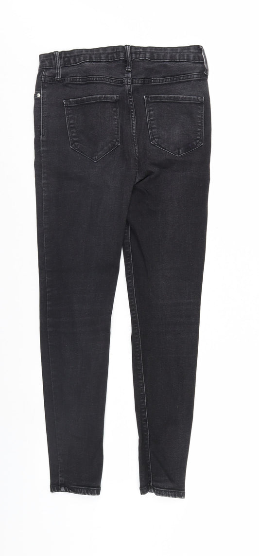 Denim & Co. Womens Black  Denim Tapered Jeans Size 12 L28 in - Elastic Waist
