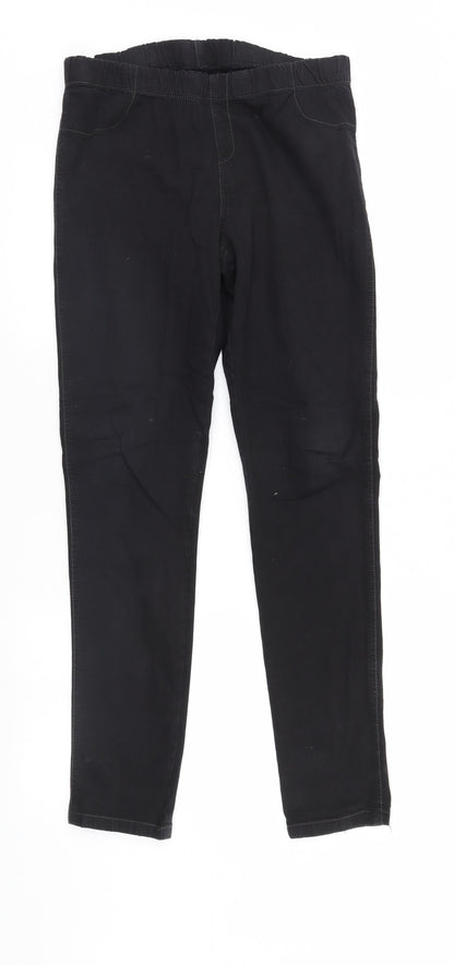 Cherokee Womens Black  Denim Straight Jeans Size 12 L30 in - Elastic Waist