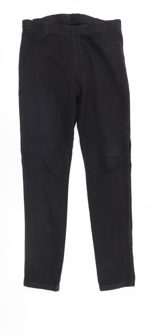 Cherokee Womens Black  Denim Straight Jeans Size 12 L30 in - Elastic Waist