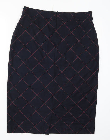Gerry Weber Womens Blue Check  Straight & Pencil Skirt Size 18