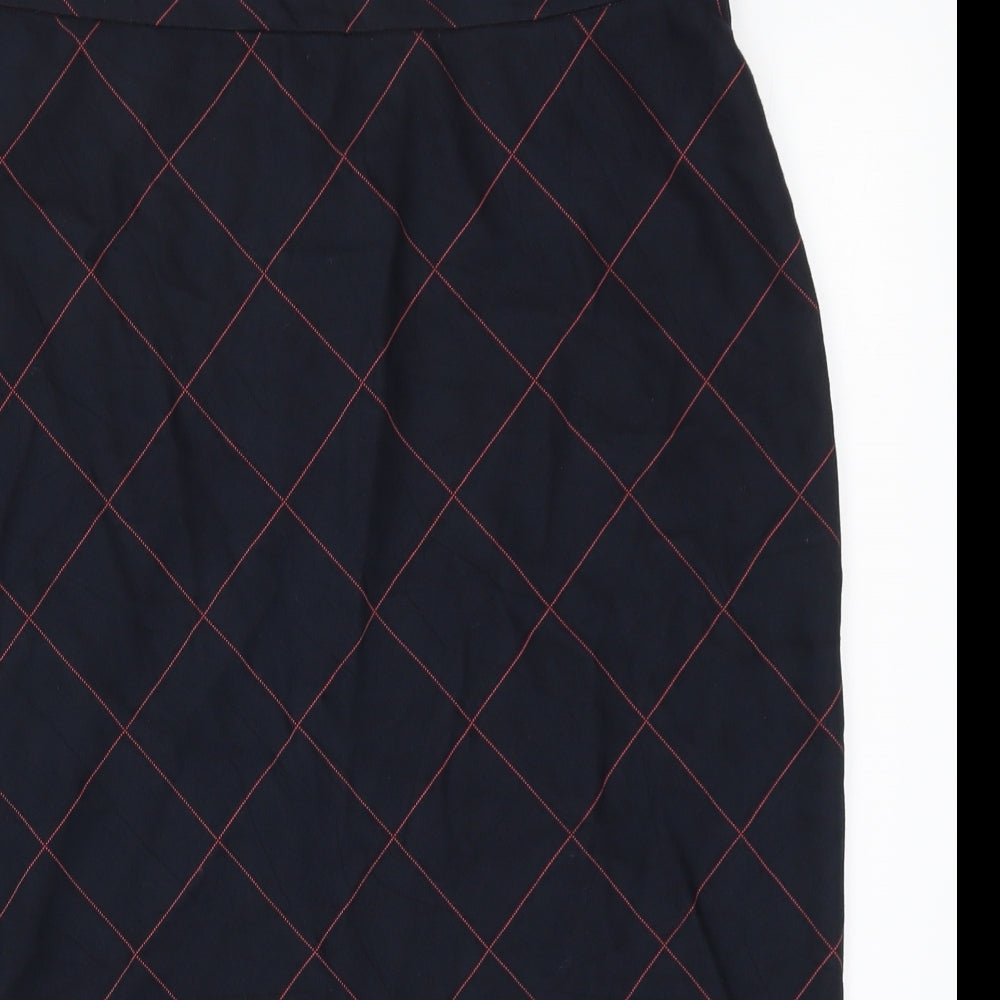 Gerry Weber Womens Blue Check  Straight & Pencil Skirt Size 18