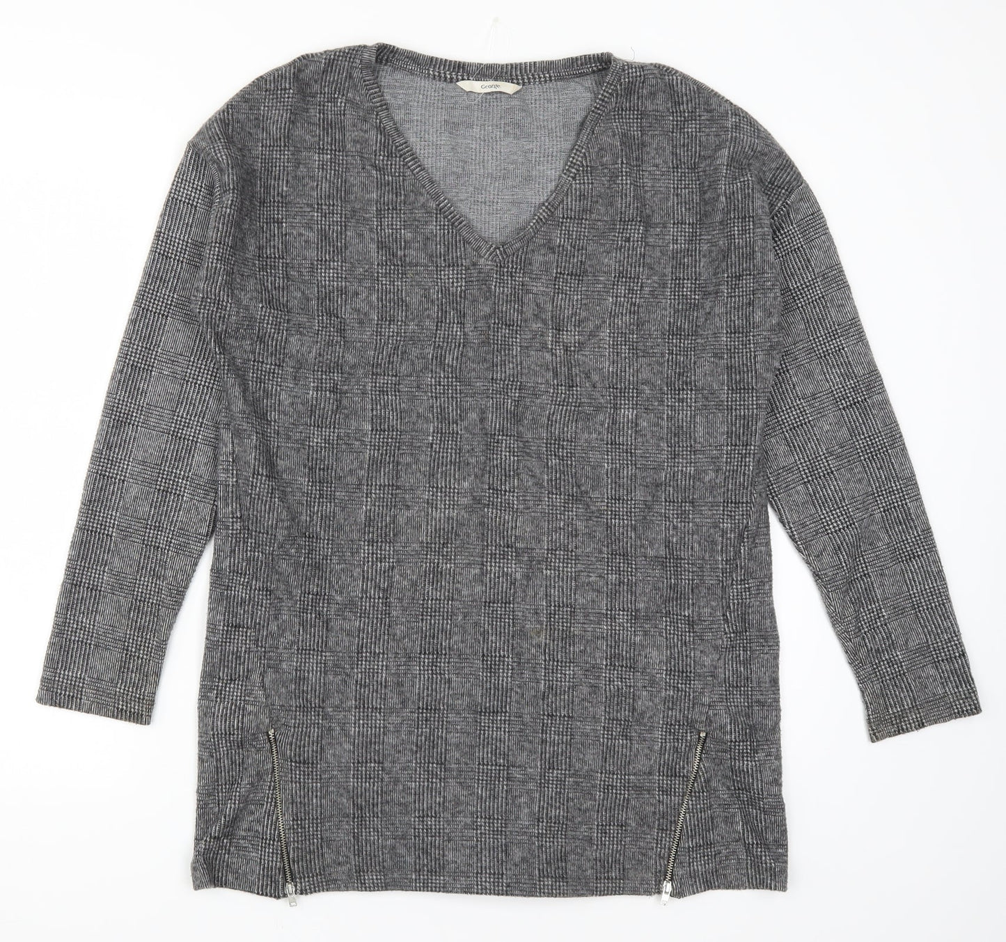 George Womens Grey Check  Basic T-Shirt Size 10