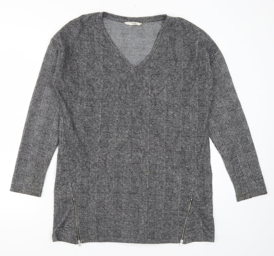 George Womens Grey Check  Basic T-Shirt Size 10