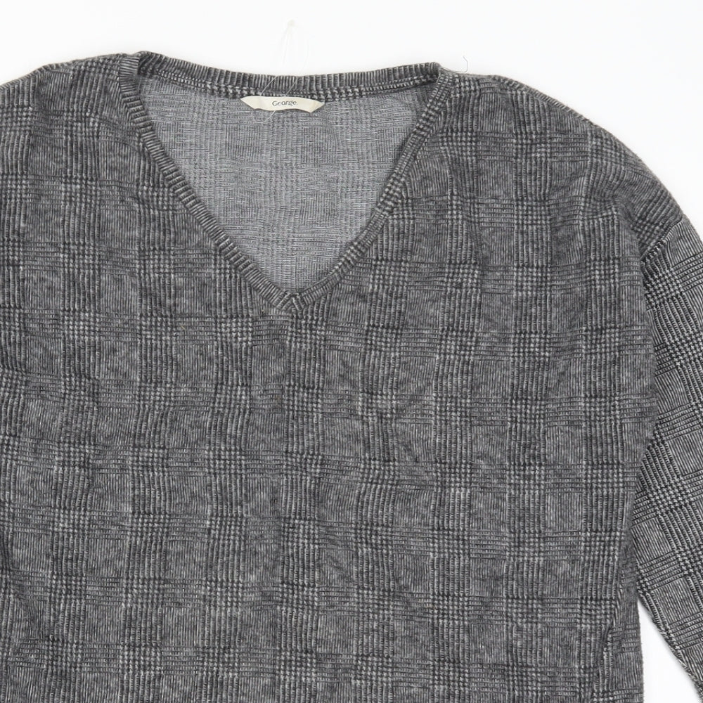 George Womens Grey Check  Basic T-Shirt Size 10