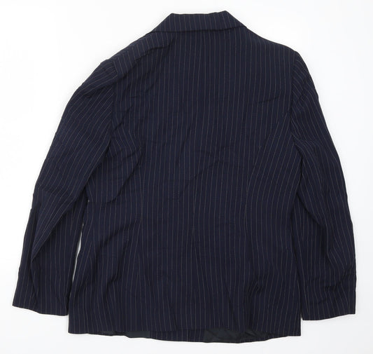 Equiation Womens Blue Striped  Jacket Suit Jacket Size 14