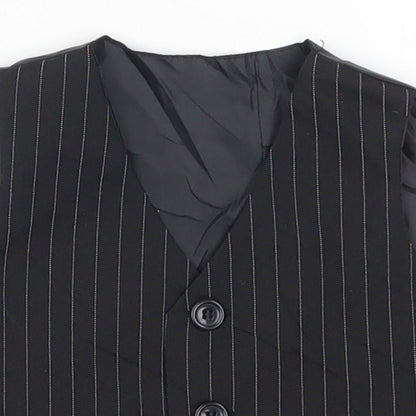 Preworn Boys Black Striped  Jacket Waistcoat Size 3-6 Months