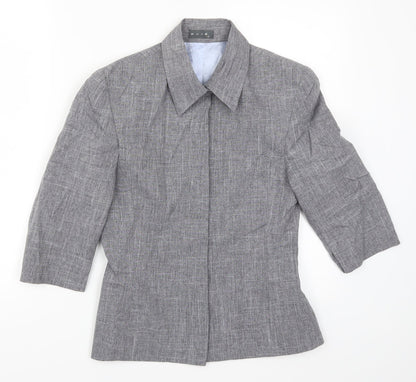 Womens UK Size S Pure Grey Basic Button-Up