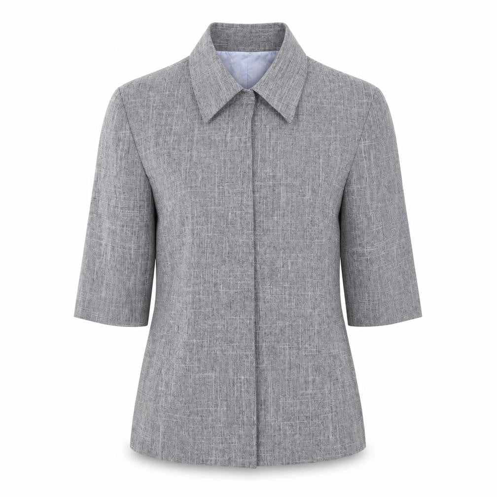 Womens UK Size S Pure Grey Basic Button-Up