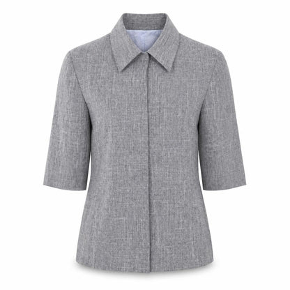 Womens UK Size S Pure Grey Basic Button-Up