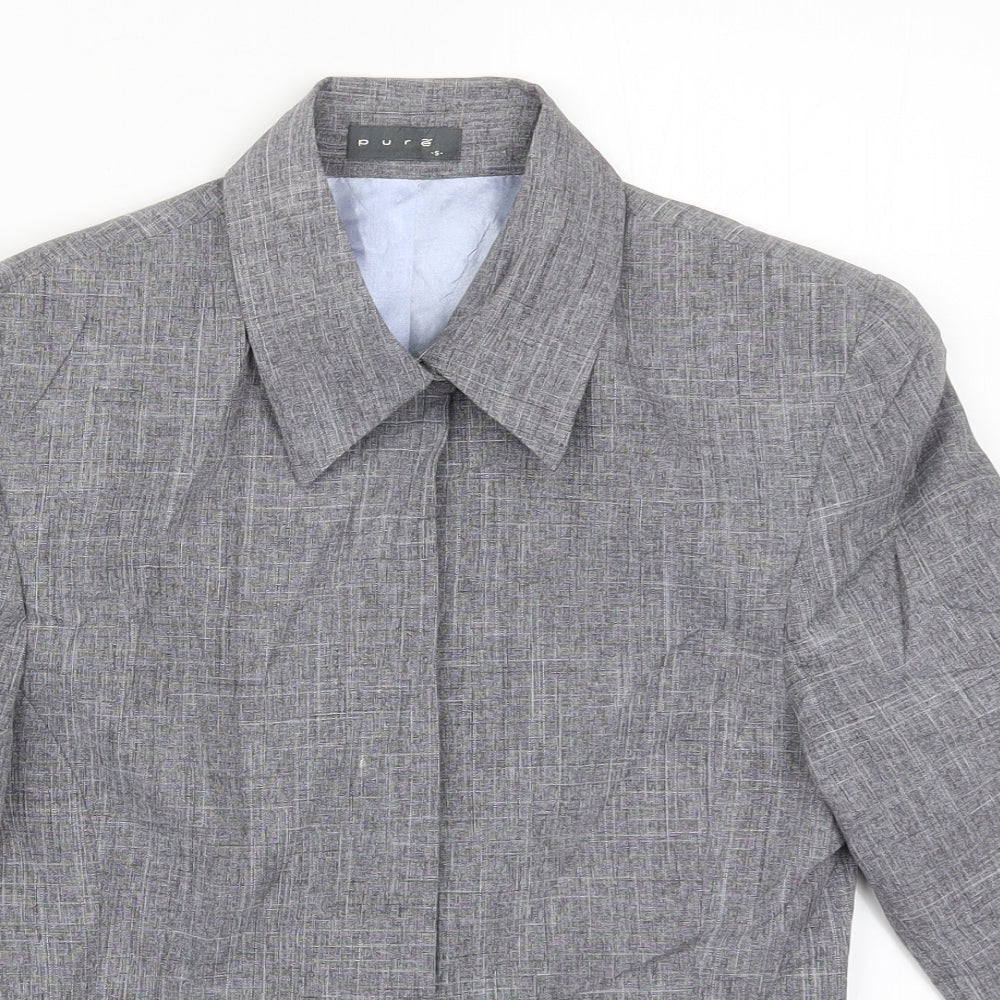 Womens UK Size S Pure Grey Basic Button-Up