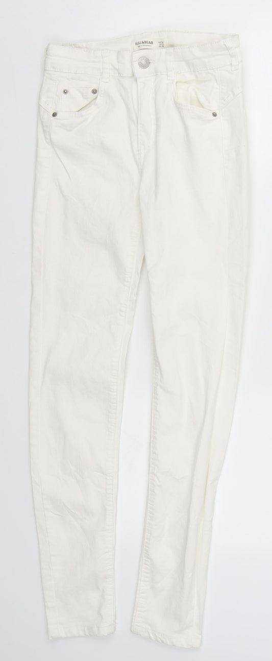 Pull&Bear Womens White  Denim Skinny Jeans Size 6 L26.5 in
