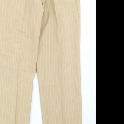 Award Womens Beige Striped  Trousers  Size 12 L27.5 in