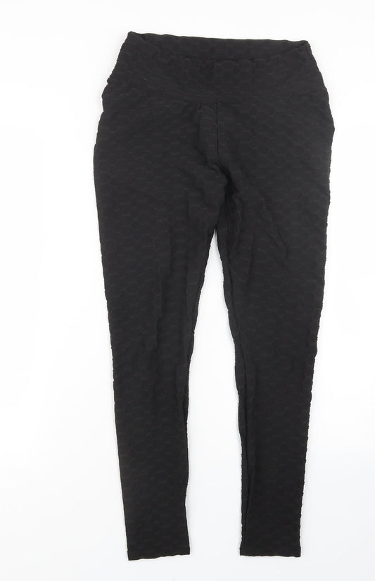 Womens UK Size L Preworn Regular Fit  Black Trousers
