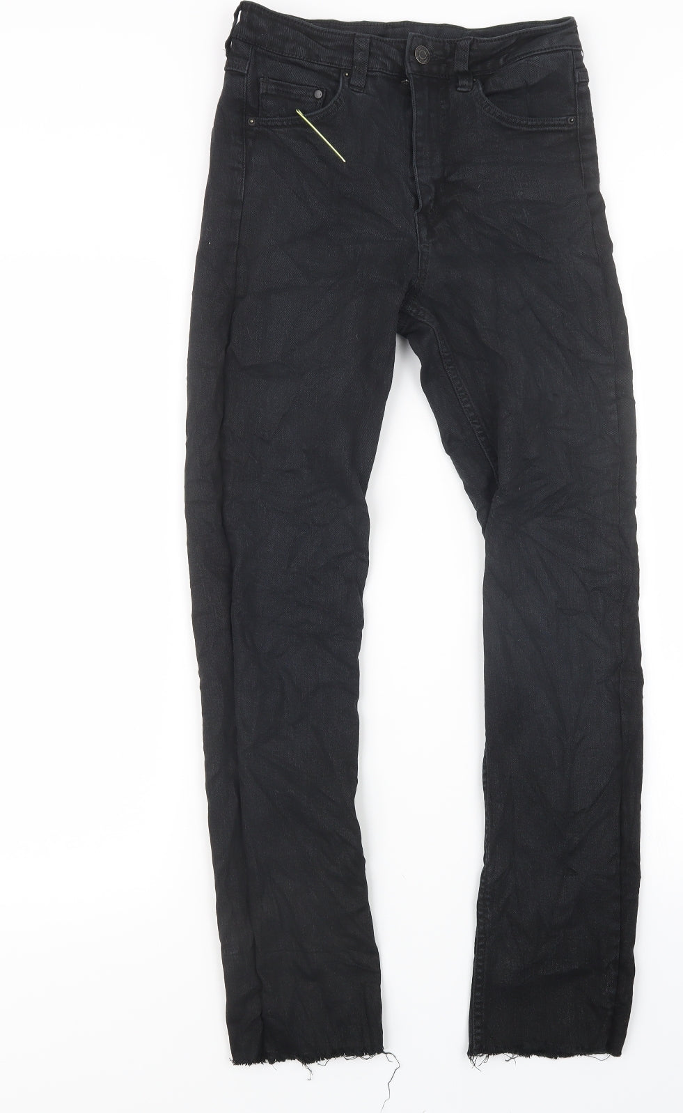 Womens UK Size 25 in H&M Regular Fit Straight Black Jeans