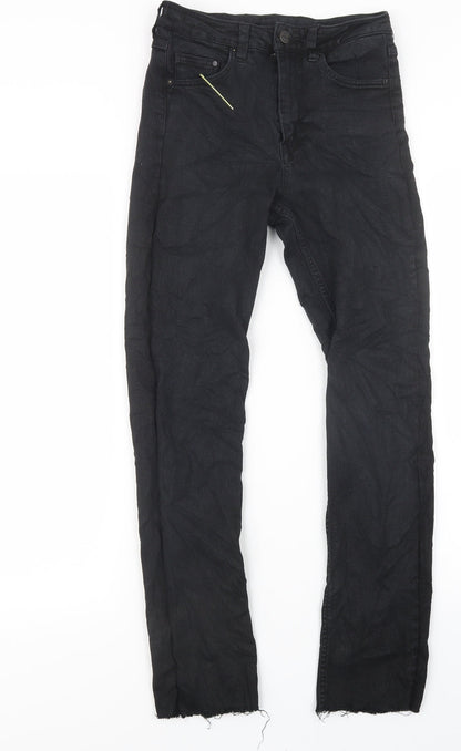 Womens UK Size 25 in H&M Regular Fit Straight Black Jeans