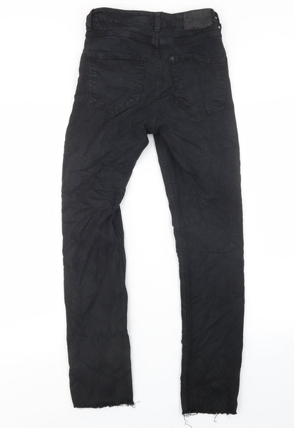 Womens UK Size 25 in H&M Regular Fit Straight Black Jeans