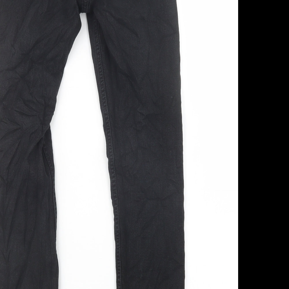 Womens UK Size 25 in H&M Regular Fit Straight Black Jeans