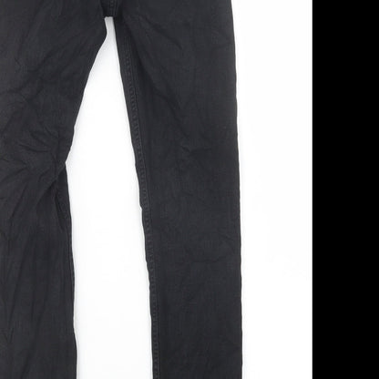 Womens UK Size 25 in H&M Regular Fit Straight Black Jeans