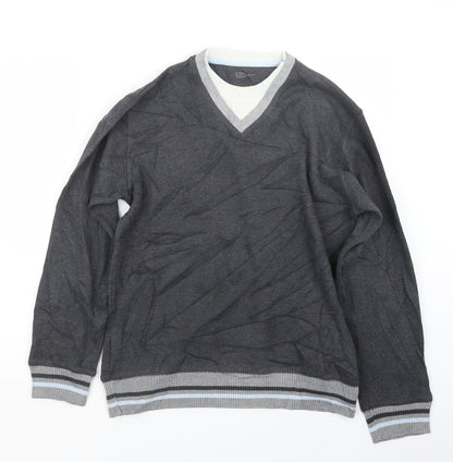 Easy Mens Grey  Knit Pullover Jumper Size S