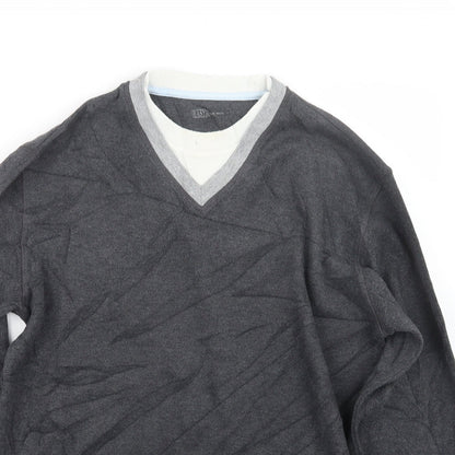 Easy Mens Grey  Knit Pullover Jumper Size S