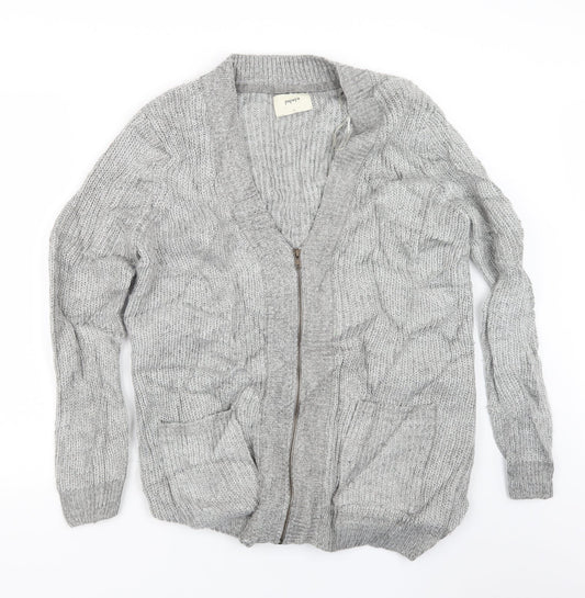 Womens UK Size L Papaya Grey Cardigan Jumper