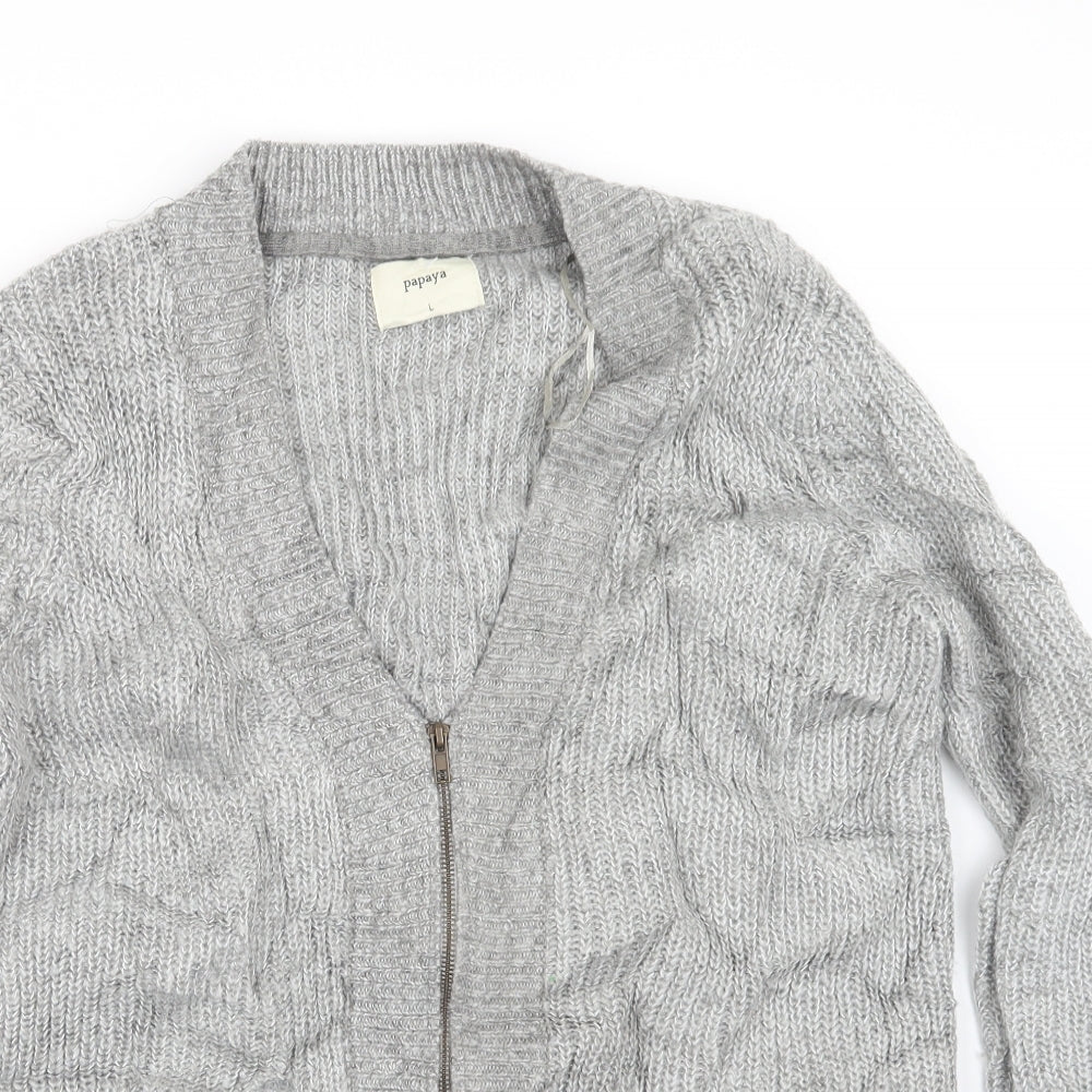 Womens UK Size L Papaya Grey Cardigan Jumper