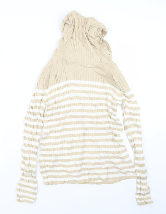BHS Womens Beige Striped Knit Pullover Jumper Size 10