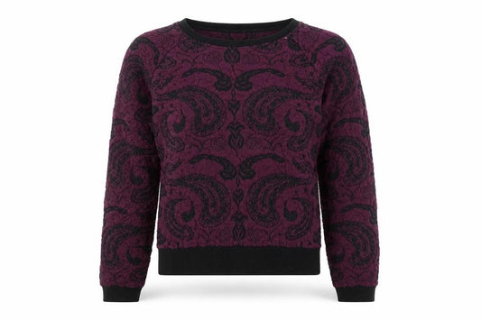 Front view of Miss Selfridge women’s purple knit jumper, size UK 8