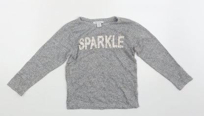 Primark Girls Grey   Pullover Jumper Size 6-7 Years  - Sparkle