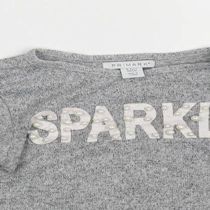 Primark Girls Grey   Pullover Jumper Size 6-7 Years  - Sparkle
