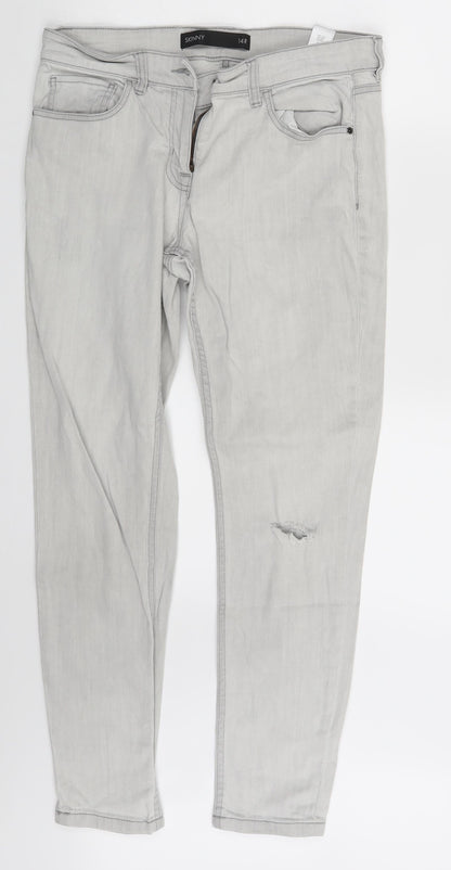 NEXT Womens Grey  Denim Skinny Jeans Size 14 L28 in