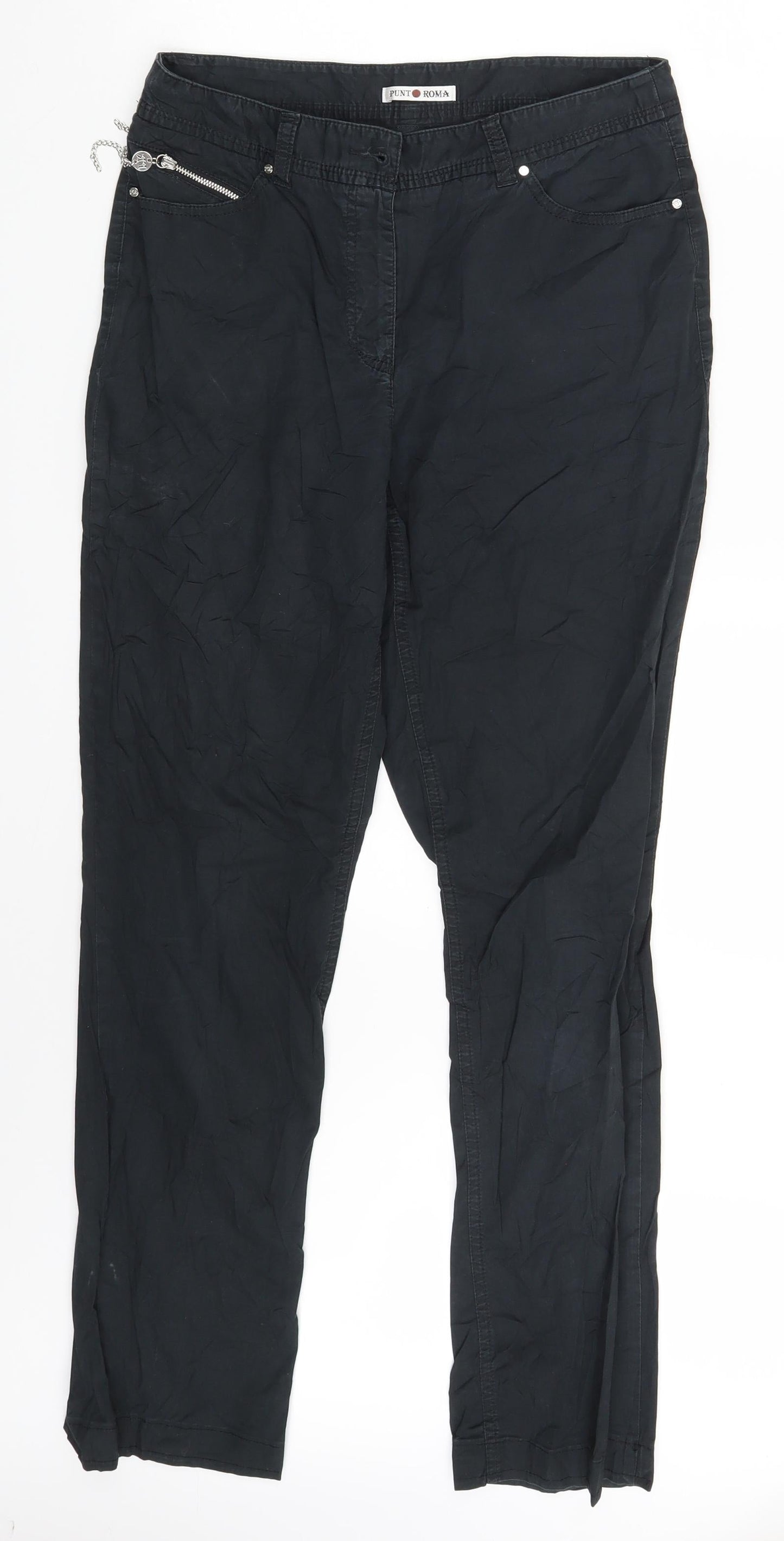 Womens UK Size 10 Punt Roma Regular Fit  Black Trousers