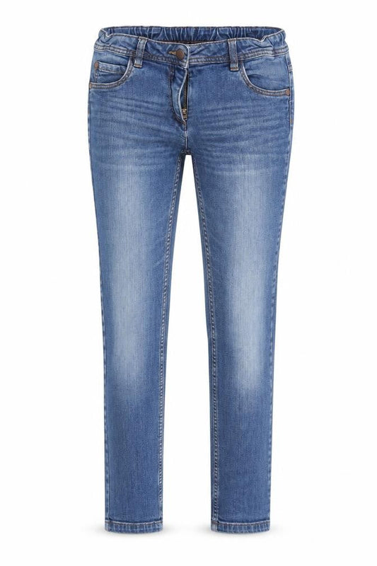 Front view of Alive 152 girls’ blue denim skinny jeans one size