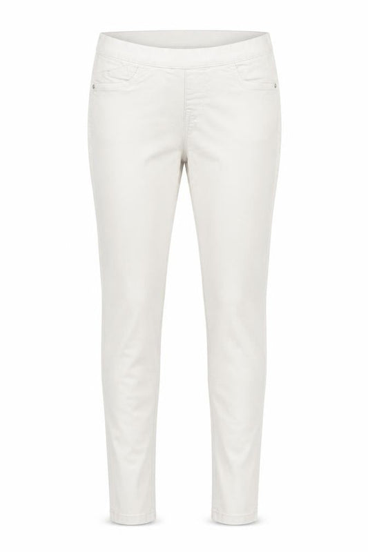 Front view of Denim & Co. women’s white denim jegging leggings, size UK 6, 27-inch leg