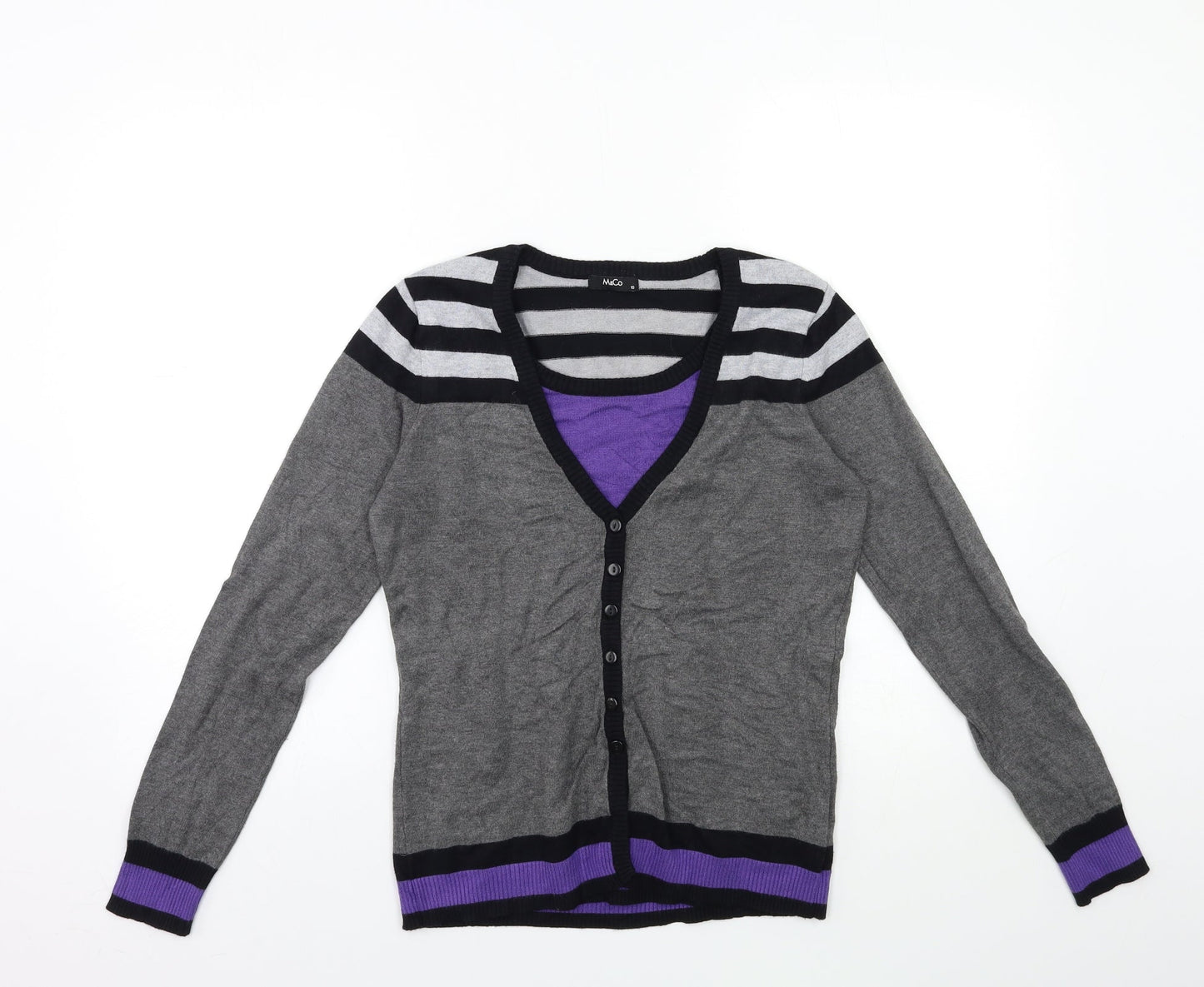 Womens UK Size 10 M&Co Grey Pullover Jumper