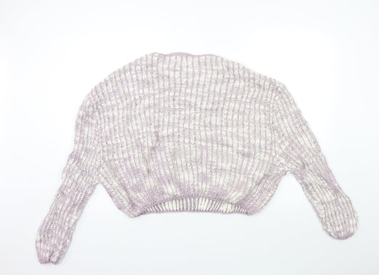 Cotton Womens Pink Striped Knit Pullover Jumper Size S