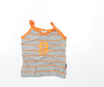 dwudang man Boys Grey Striped Knit Basic Tank Size 7 Years