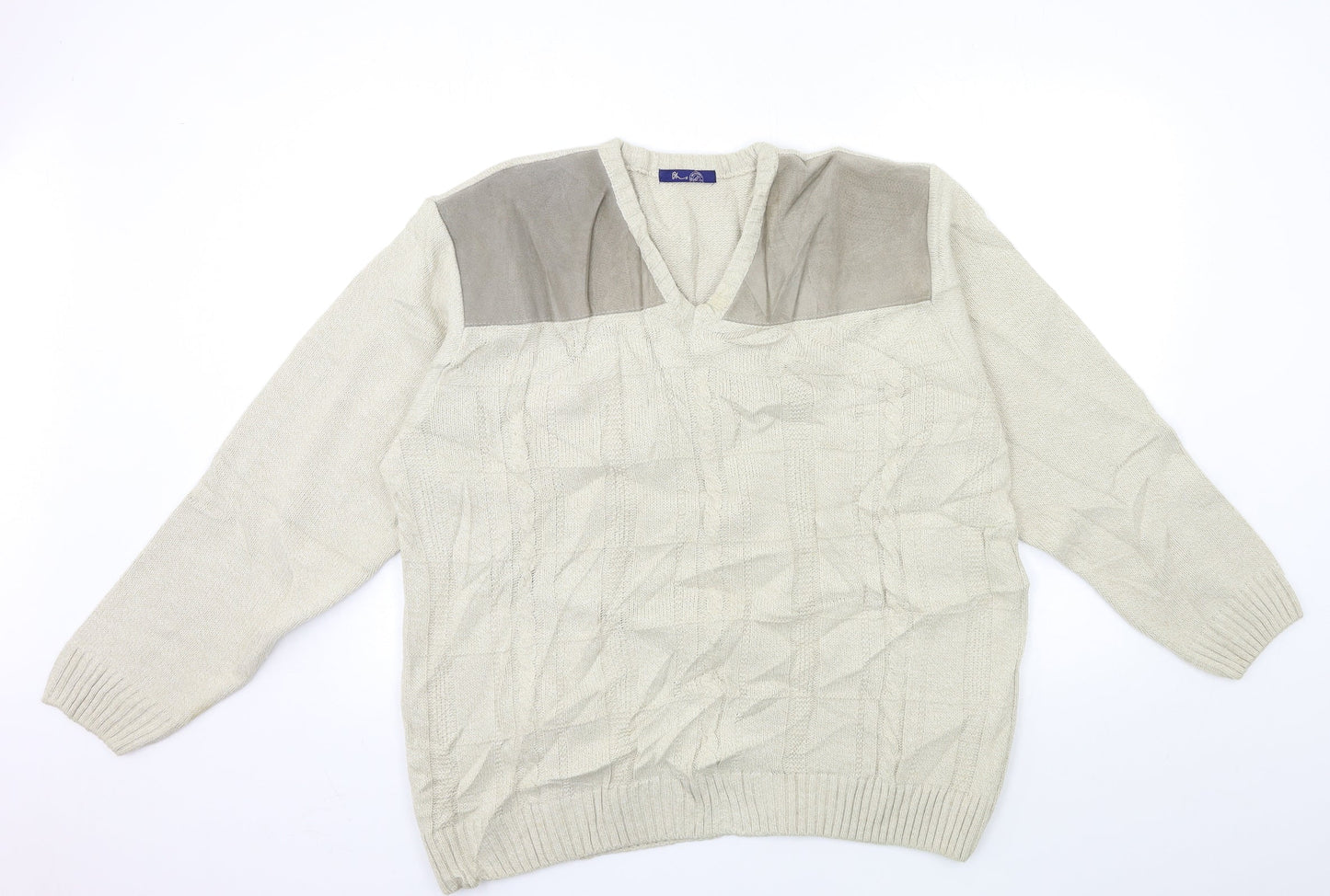 BHS Mens Beige  Knit Pullover Jumper Size L