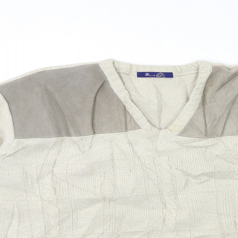 BHS Mens Beige  Knit Pullover Jumper Size L