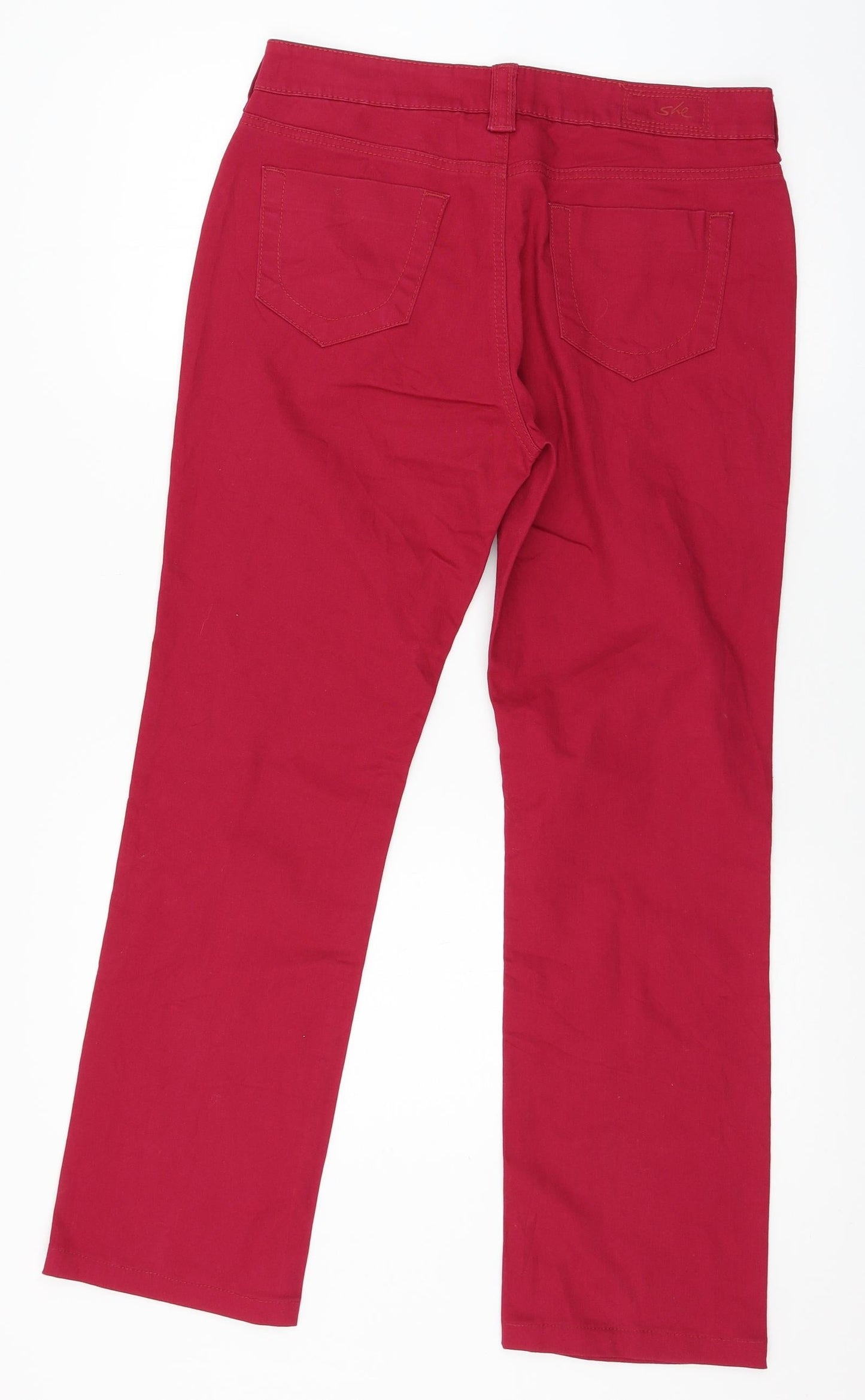 SHE Womens Pink  Denim Straight Jeans Size 12 L33 in